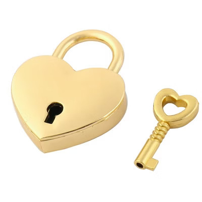 Unique Bargains Metal Luggage Bag Heart Shaped Security Lock Padlock with Key Gold Tone | Target