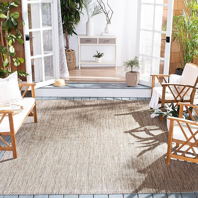 SAFAVIEH Courtyard Collection Area Rug - 8' x 10', Natural & Black, Non-Shedding & Easy Care, Ind... | Amazon (US)