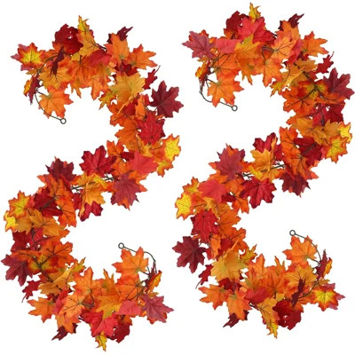 Fall-Garland Leaf-Garland Fall Leaves-Garland - 2 Pack 5.9Ft/Piece Artificial Autumn Garland Decor For Outdoor, Fall Leaf Garland Decor For Thanksgivi | Wayfair North America
