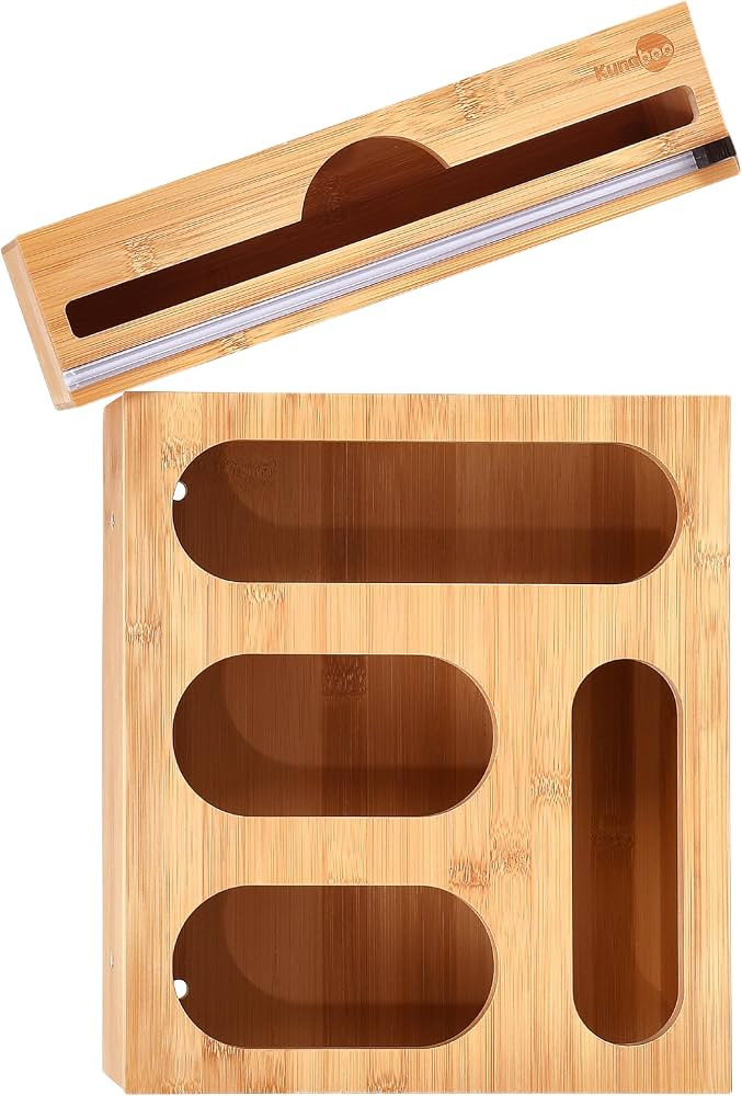 Bamboo Sandwich Bag Organizer, Baggie Organizer for Drawer, 4 Slots Ziplock Bag Organizer and Foi... | Amazon (US)