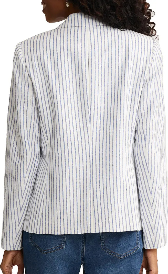 Jones New York Stripe Faux Double Breasted Linen Blend Jacket | Nordstrom | Nordstrom