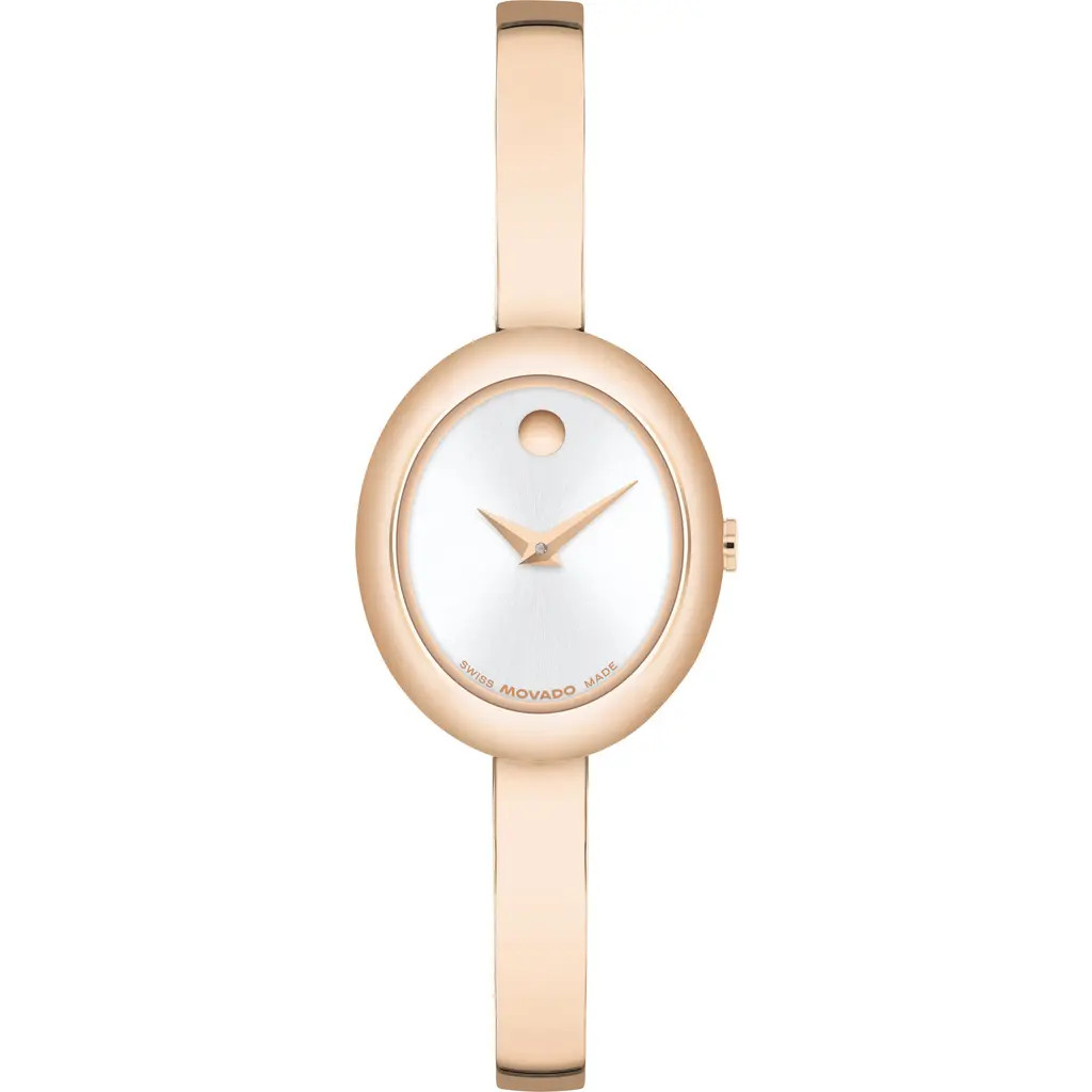 Movado Museum Oval Bangle Watch, 22mm x 26mm in Silver at Nordstrom, Size 26 Mm | Nordstrom