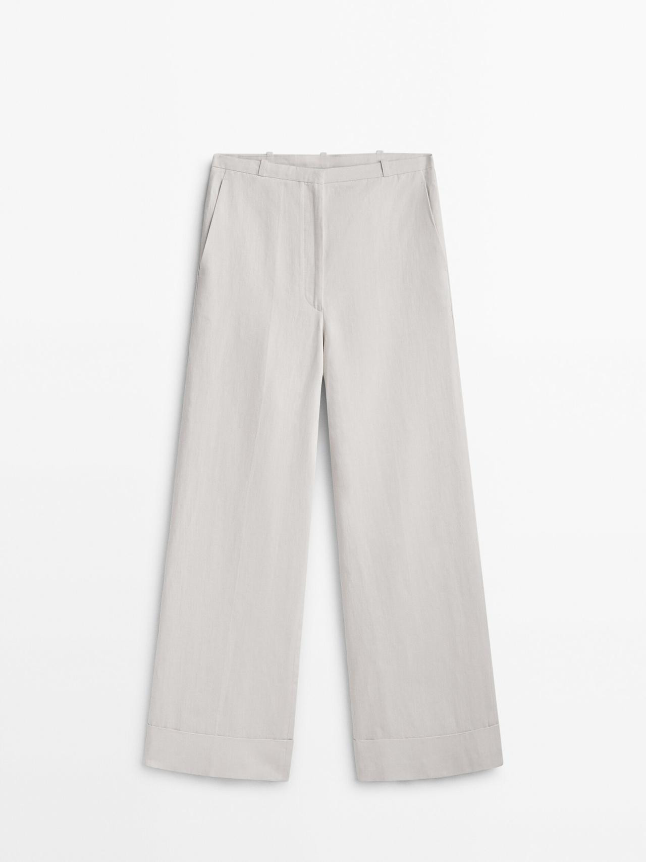 100% linen waxed trousers | Massimo Dutti DE