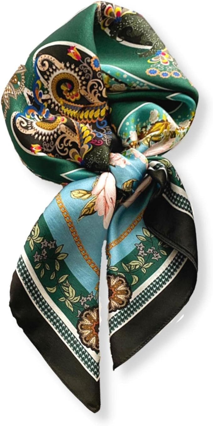 PoeticEHome 100% Pure Mulberry Silk Square Scarf 27"x27" Women Neckerchief Headscarf Gift Packed | Amazon (US)