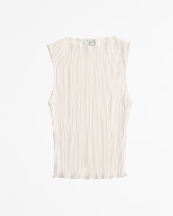 Sheer Plisse Slash Top | Abercrombie & Fitch (US)