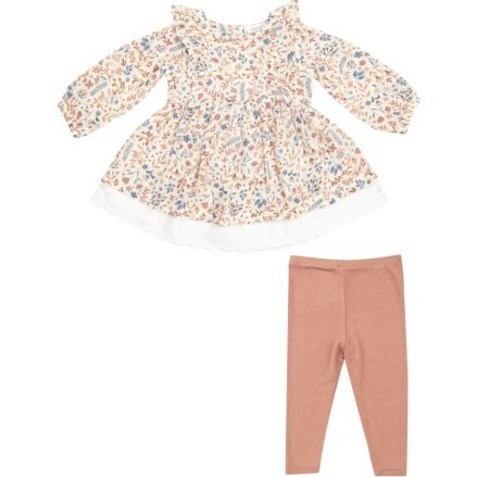 Angel Dear | Western Floral L/S Dress W/ Eyelet Hem And Ribbed Legging, (Pink, Size 6Y) | Maisonette | Maisonette