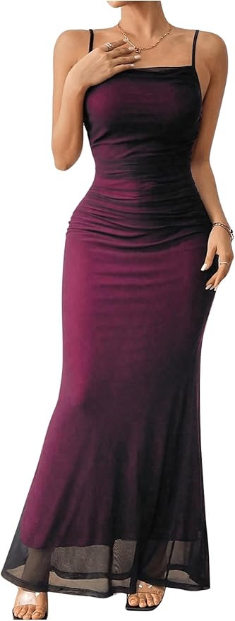 GORGLITTER Women's Mesh Maxi Prom Dress Cocktail Wedding Guest Formal Slimming Backless Bodycon L... | Amazon (US)