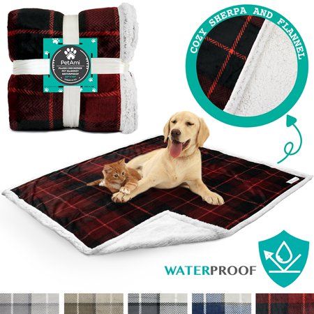 PetAmi Waterproof Dog Blanket for Bed Couch Sofa Warm Sherpa Pet Throw Blanket Super Soft Microfiber | Walmart (US)