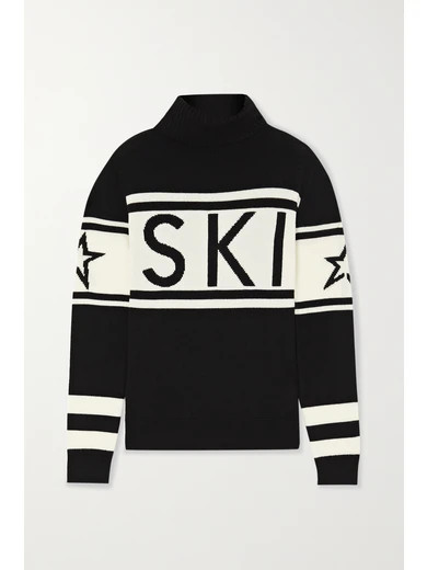 Perfect Moment - Schild Intarsia Merino Wool Turtleneck Sweater - Black | NET-A-PORTER (US)