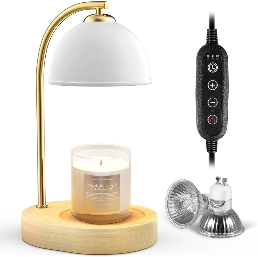 Candle Warmer Lamp - Double Metal Lampshade Candle Warmer with 2 Bulbs, Dimmable &Timer 2H/4H/8H,... | Amazon (US)
