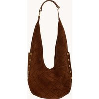 Hammitt Tom Zip Chocolate Diamond Suede Antique Gold Lrg | Hammitt (US)