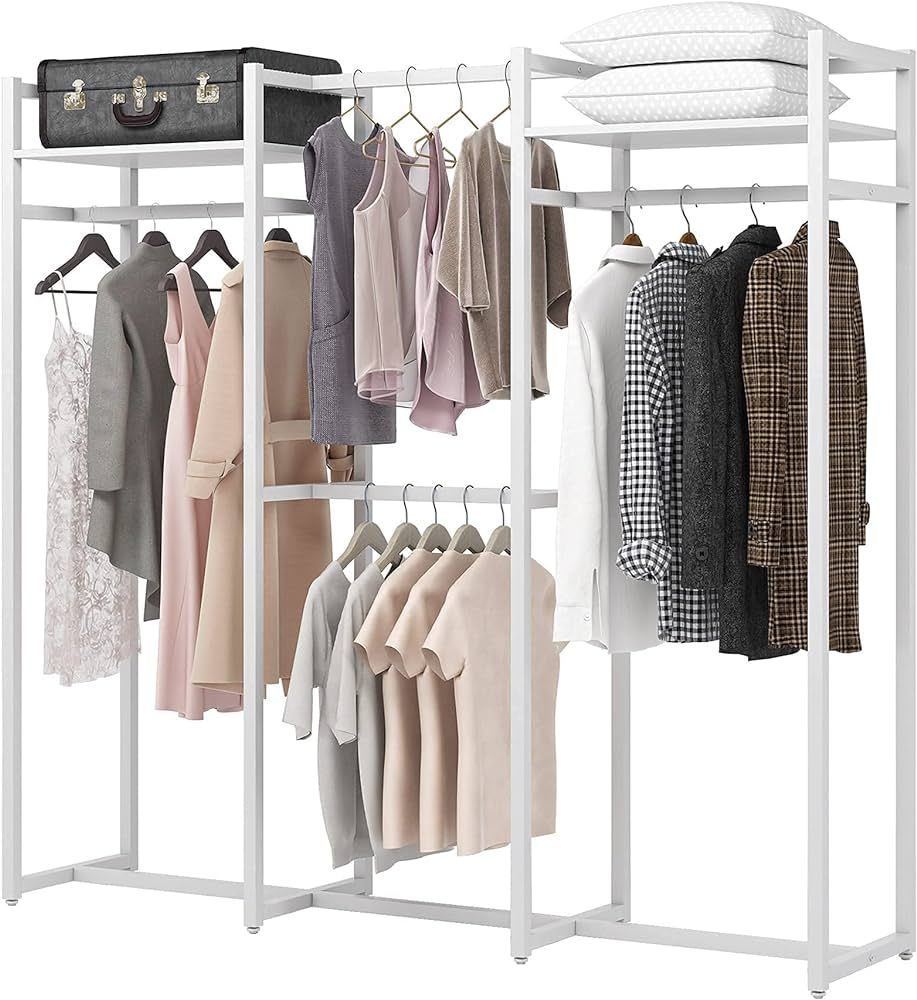 Tribesigns Garment Rack Heavy Duty Clothes Rack, Free Standing Closet Organizer with Shelves and ... | Amazon (US)