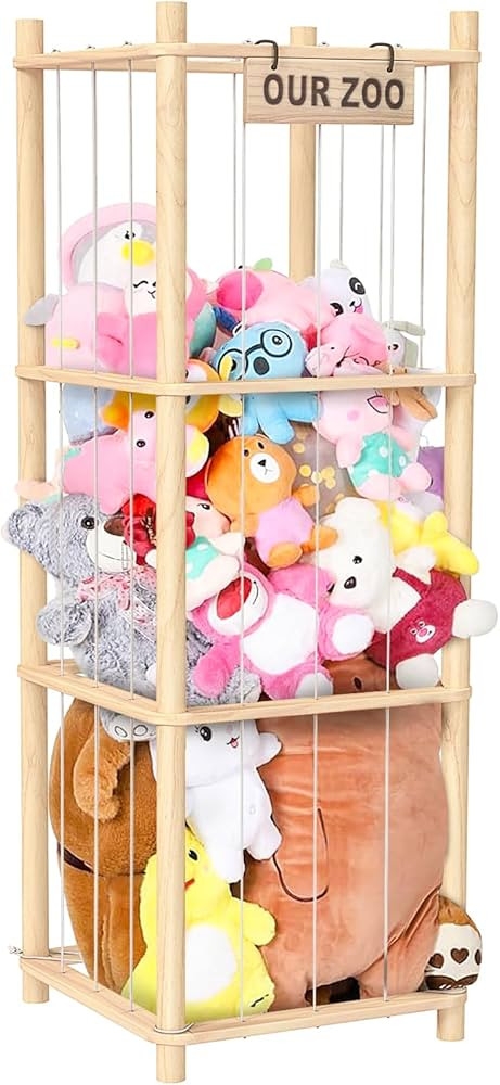 Stuffed Animal Organizer, Wooden Stuffed Animal Zoo Holder Soft Toy Organizer for Stuff Animal | Amazon (US)