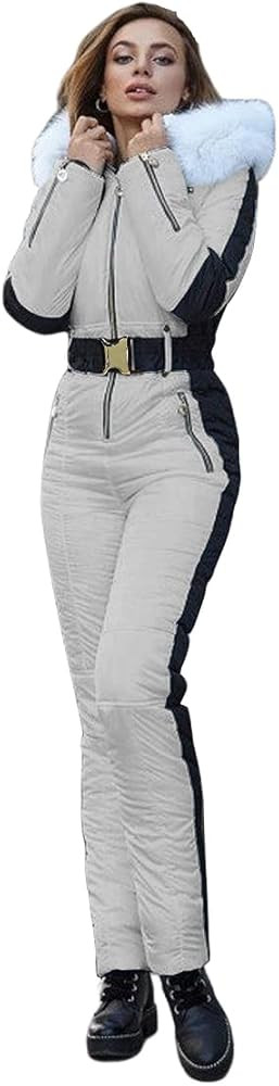 Yousify Womens Winter Onesies Ski Jumpsuits Outdoor Sports Waterproof Snowsuit Removable Fur Coll... | Amazon (US)