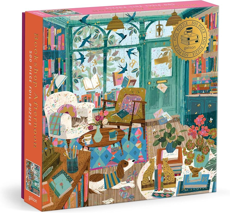 Galison Bookshop Afternoon – 500 Piece Foil Puzzle Fun and Challenging Activity with Bright and... | Amazon (US)