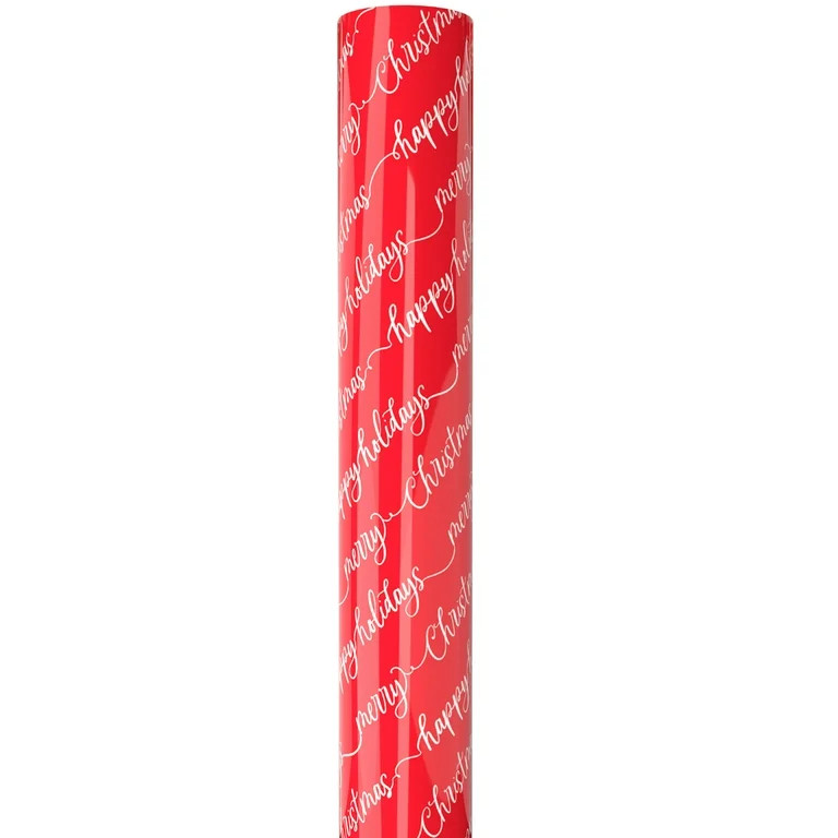 Red and White Happy Holidays and Merry Christmas Wrapping Paper, 30 sq ft, by Holiday Time | Walmart (US)