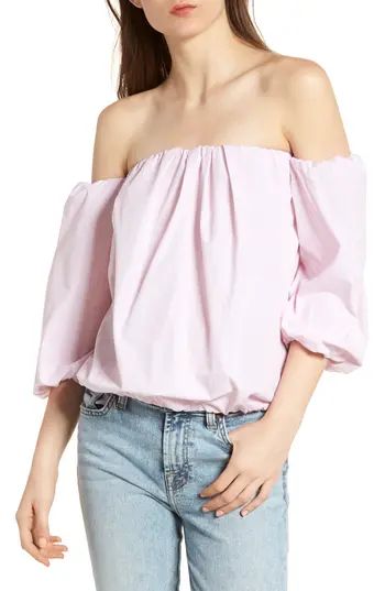 Women's 7 For All Mankind Off The Shoulder Top, Size Medium - Pink | Nordstrom