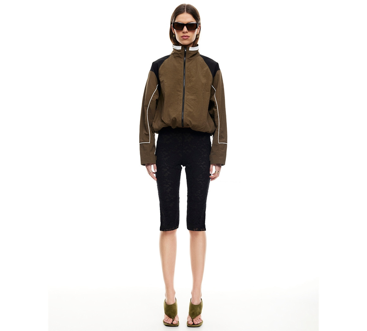 Lioness Women's Shoreline Windbreaker High Neck Jacket - Safari | Macy's