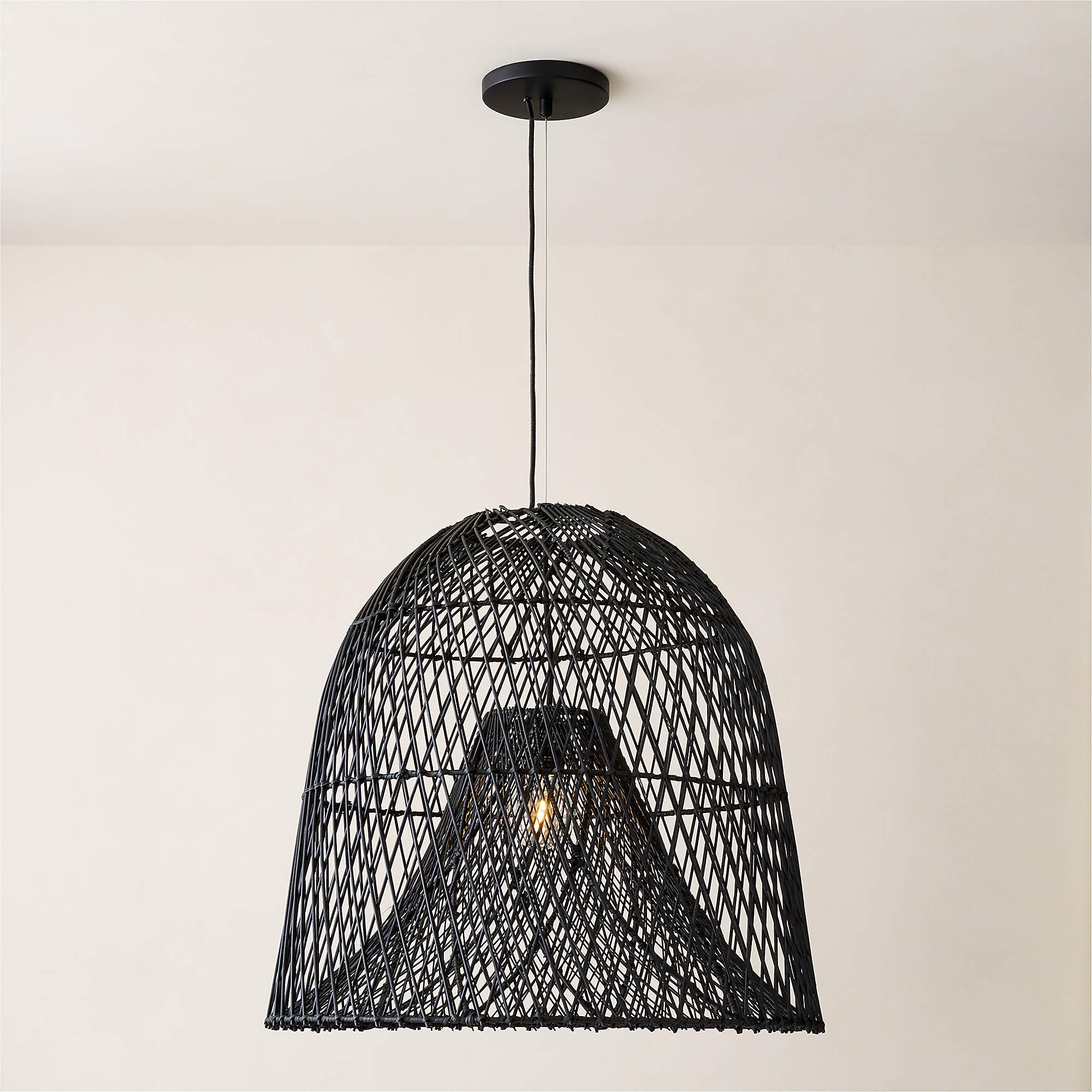 Nassa Woven Black Bamboo Pendant Light + Reviews | CB2 | CB2