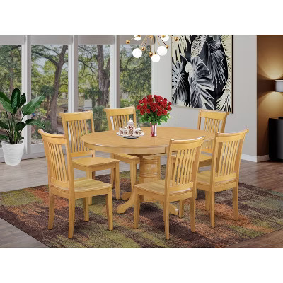 HomeStock AVPO7-OAK-W 7 Piece Dining Set Oak Formal Style | Target