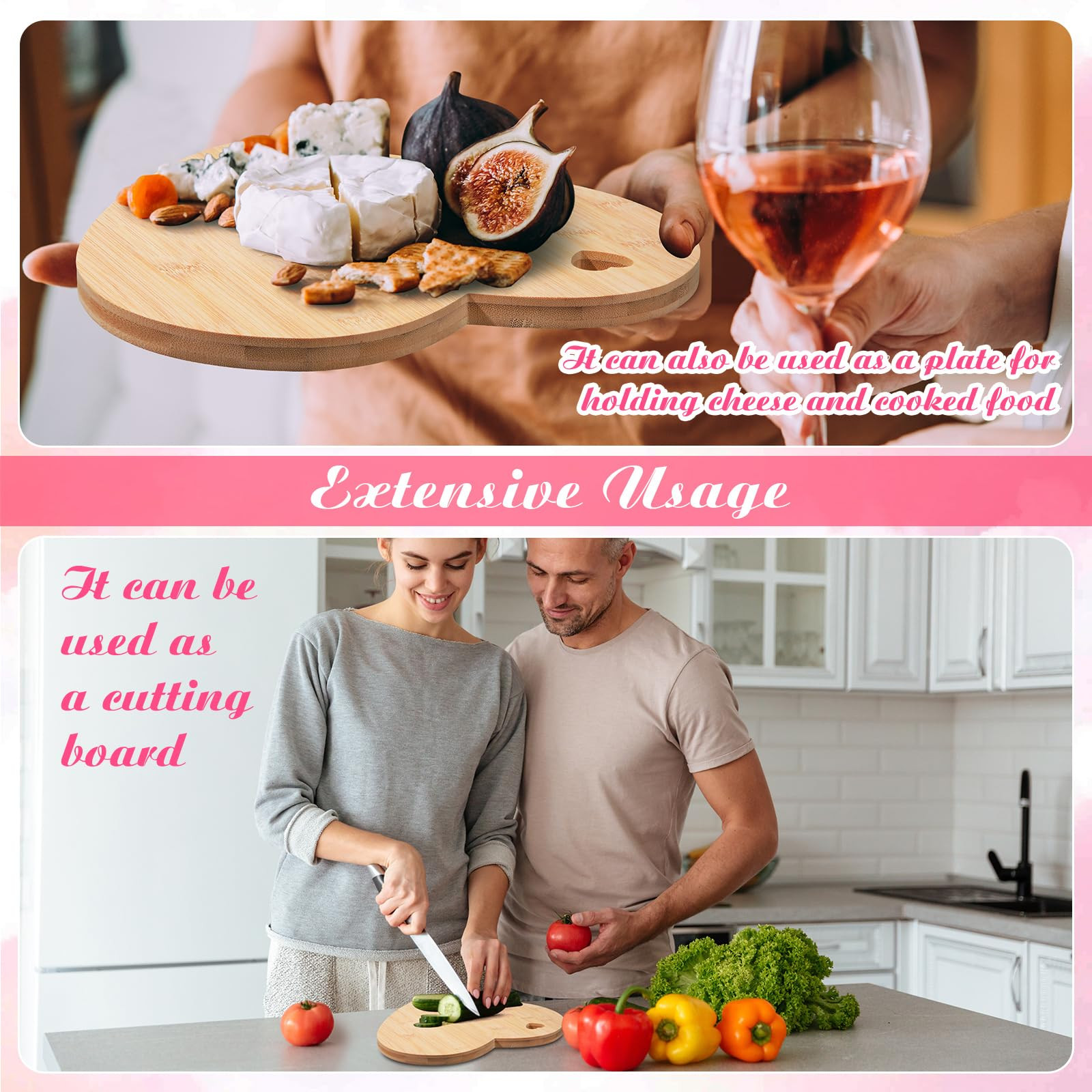 Maxcheck 9 Pcs Heart Shaped Charcuterie Board and Serving Set Including Bamboo Cutting Board Hear... | Amazon (US)
