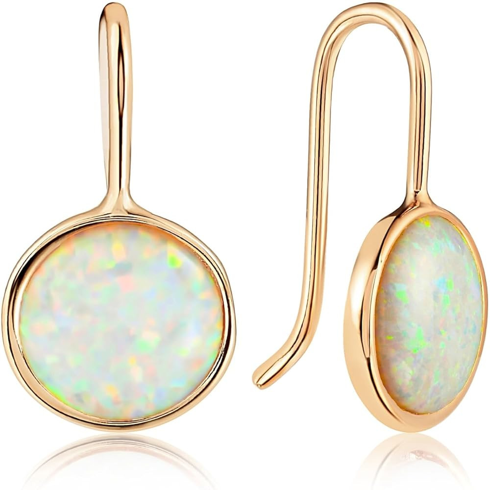 Created Opal or Pearl Drop Dangle Earrings for Women - 14K Gold Plated or 925 Sterling Silver Pla... | Amazon (US)
