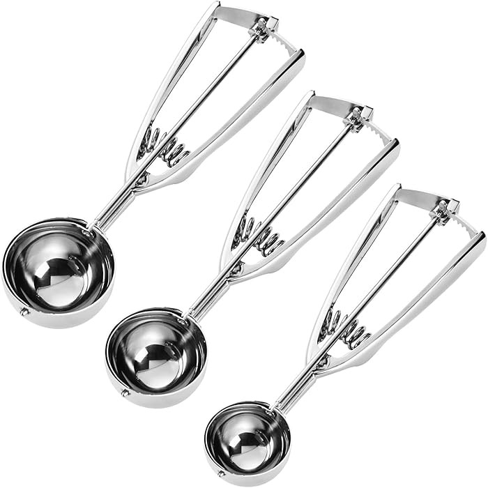 Cookie Scoop Set, Cookie Scoops for Baking Set of 3, Cookie Dough Scoops, Silver, Include Large/M... | Amazon (US)