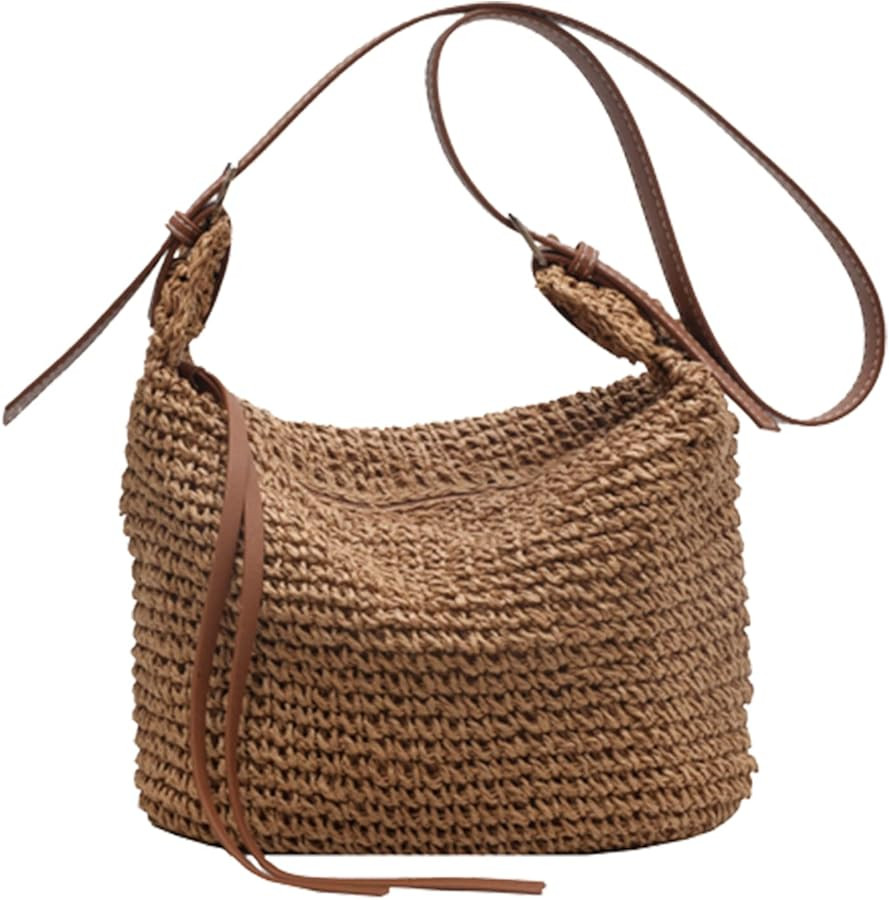 Straw Crossbody Bags for Women, Straw Beach Bag Handmade Woven Straw Purses and Handbags for Summ... | Amazon (US)