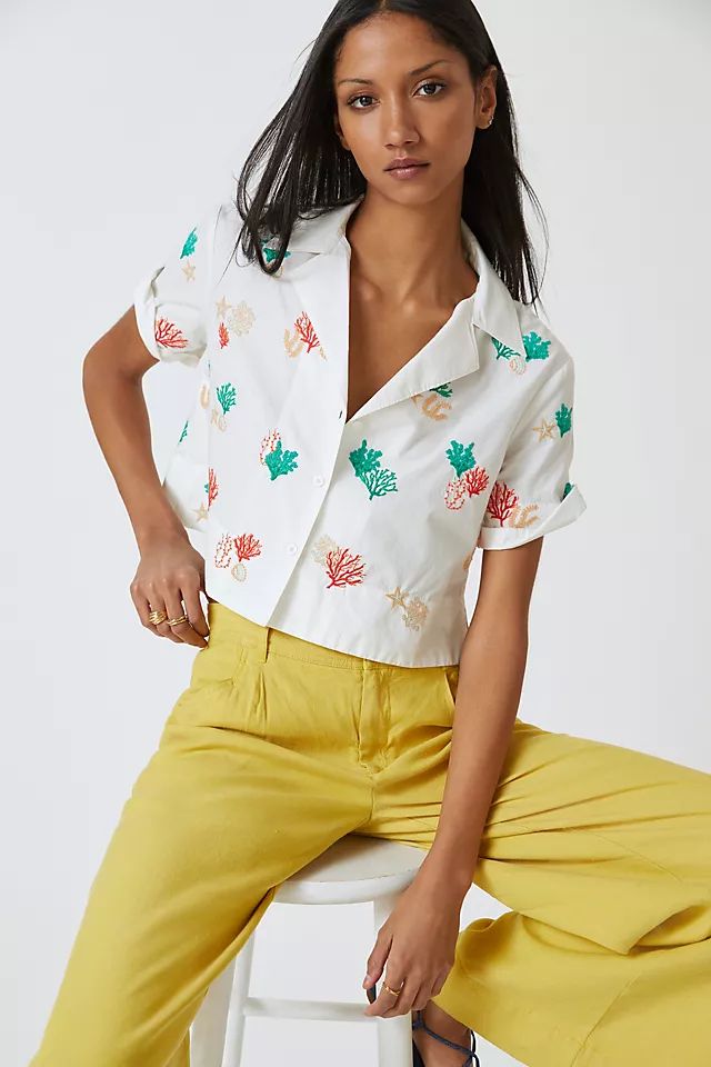 Maeve Cropped Surf Shirt | Anthropologie (US)