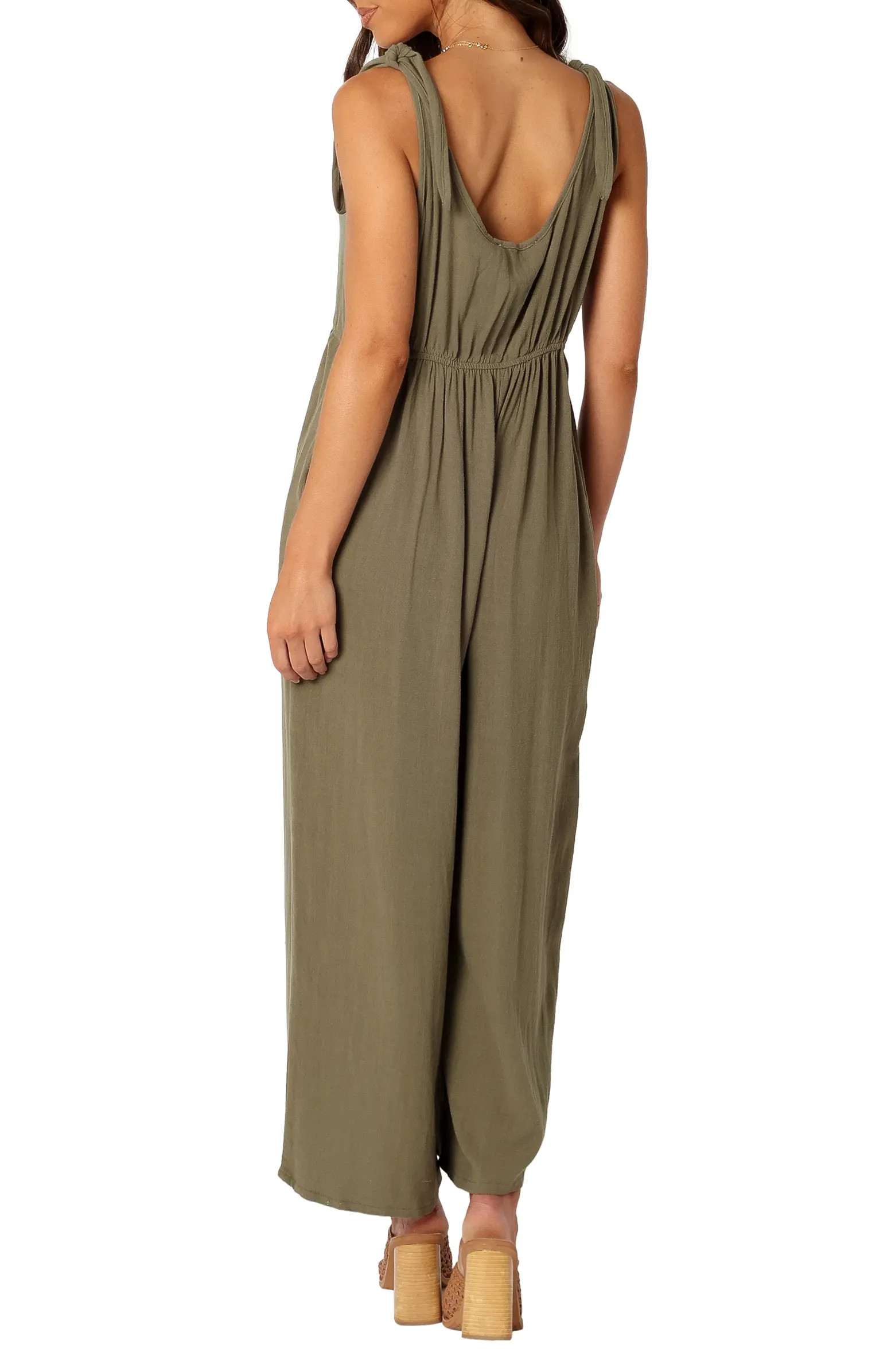 Ayla Tie Shoulder Wide Leg Linen Jumpsuit | Nordstrom