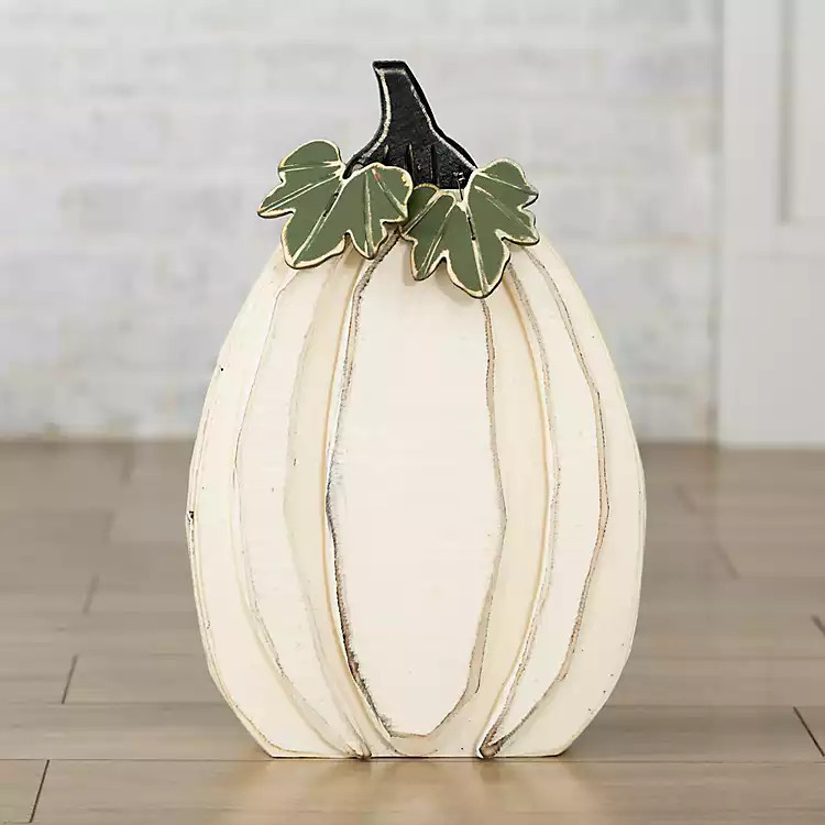 New! Cream Wooden Pumpkin Statue, 20.2 in. | Kirkland's Home