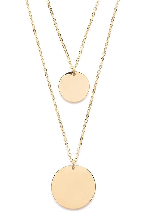 Happiness Boutique Circle Layered Necklace Gold Plated | Double Row Necklace with 2 Round Disc Co... | Amazon (US)