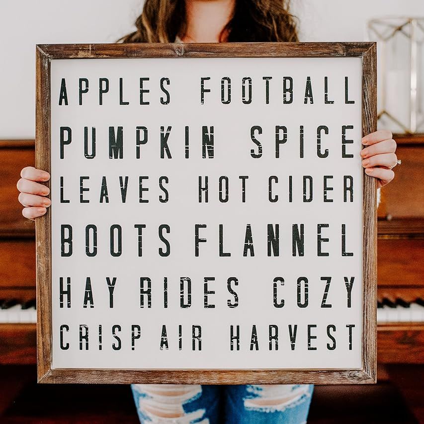 Fall Words Wood Sign Fall Home Decor | Amazon (US)