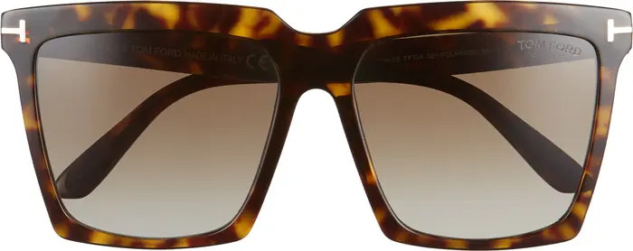 TOM FORD Sabrina 58mm Polarized Gradient Square Sunglasses | Nordstromrack | Nordstrom Rack