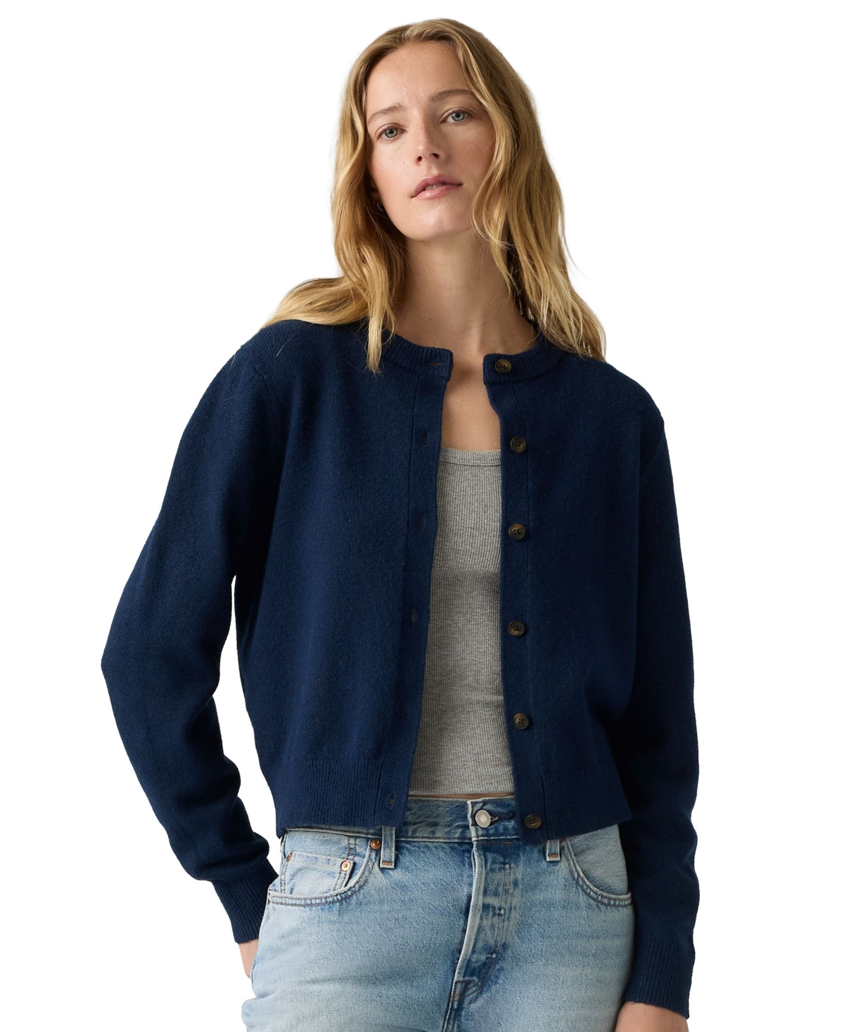 Levi's Women's Claire Stripe Wool-Blend Cardigan - Navy Blazer | Macy's