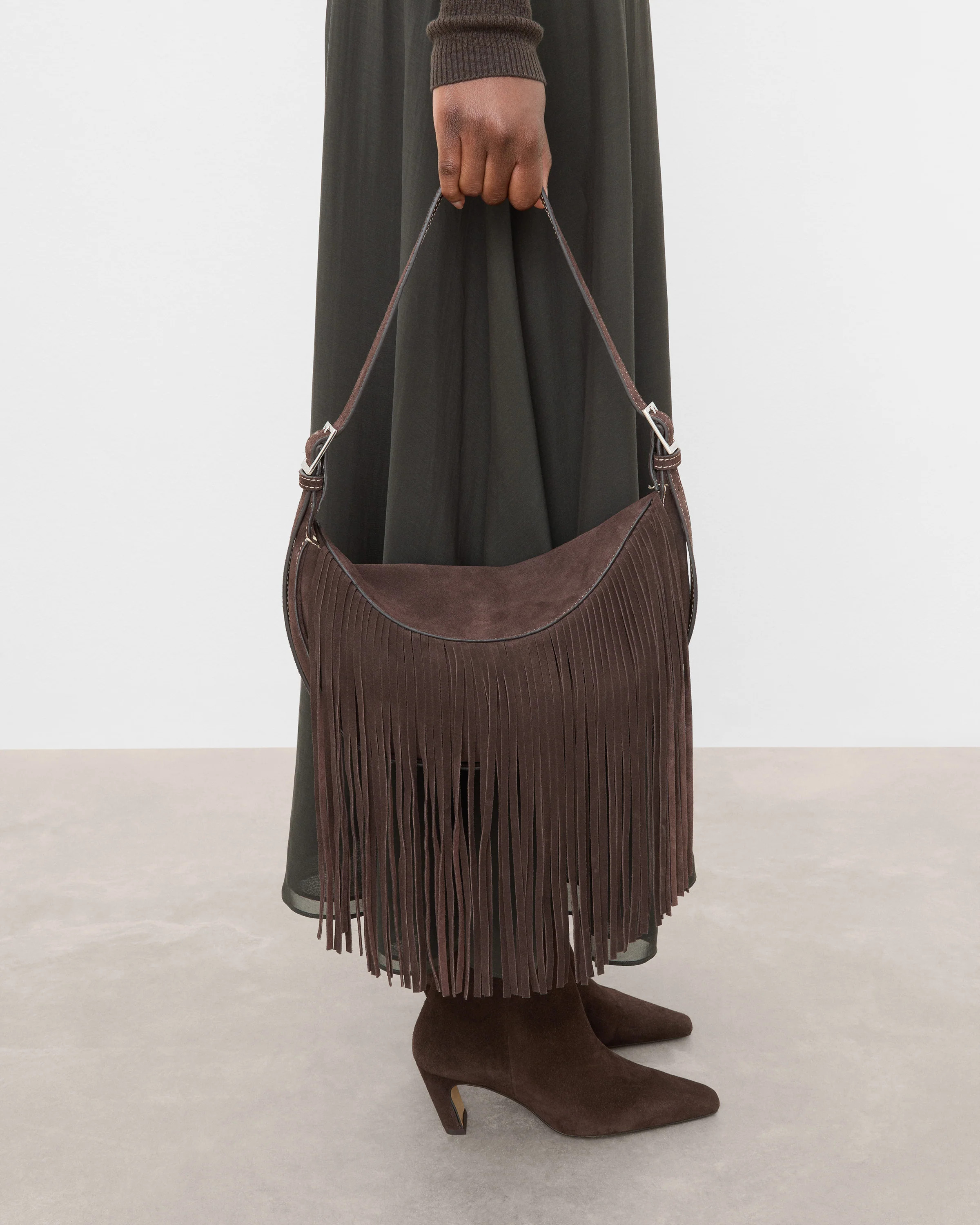 Ivy Cross Shoulder Bag Suede Chocolate Bag | Flattered