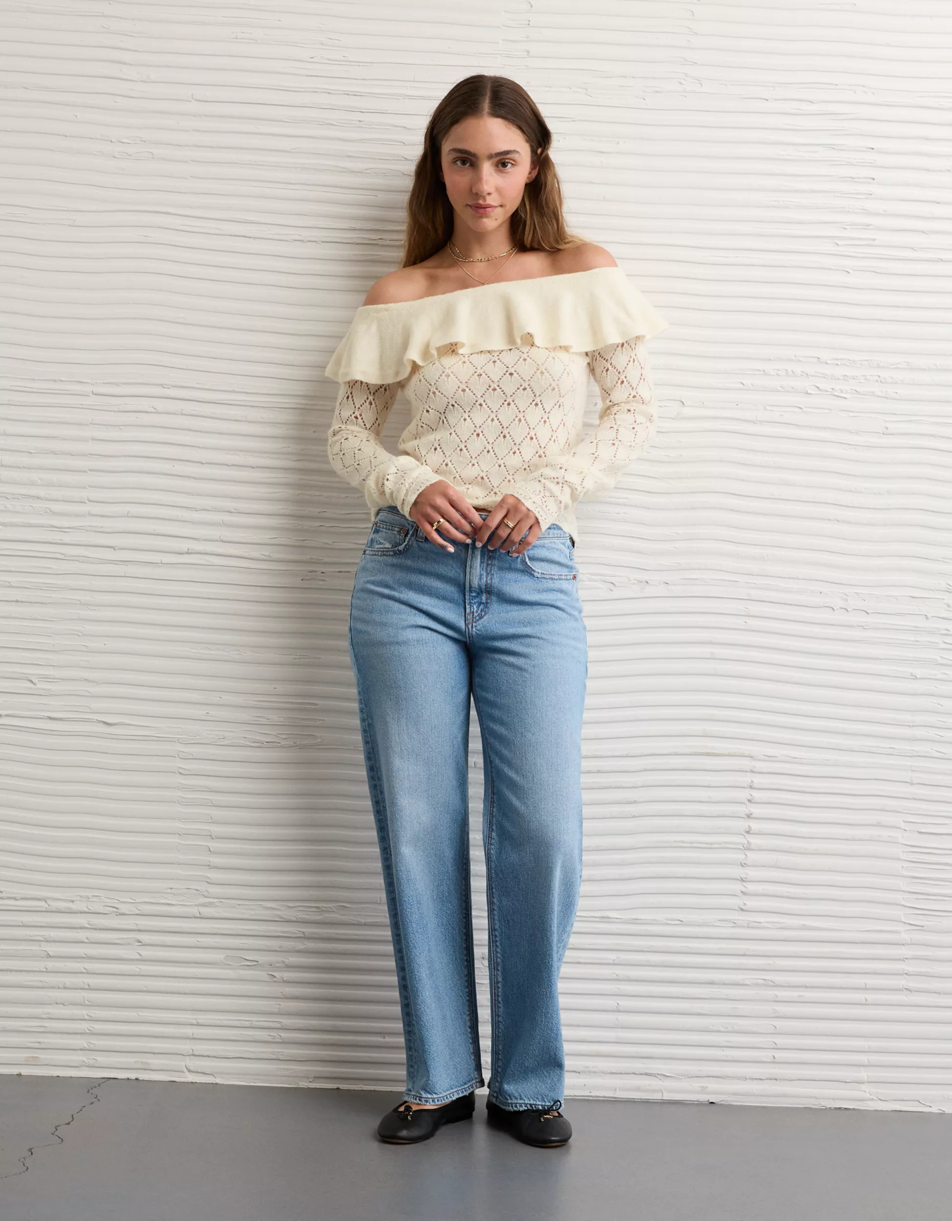 AE Ruffle Off-The-Shoulder Sweater | American Eagle Outfitters (US & CA)