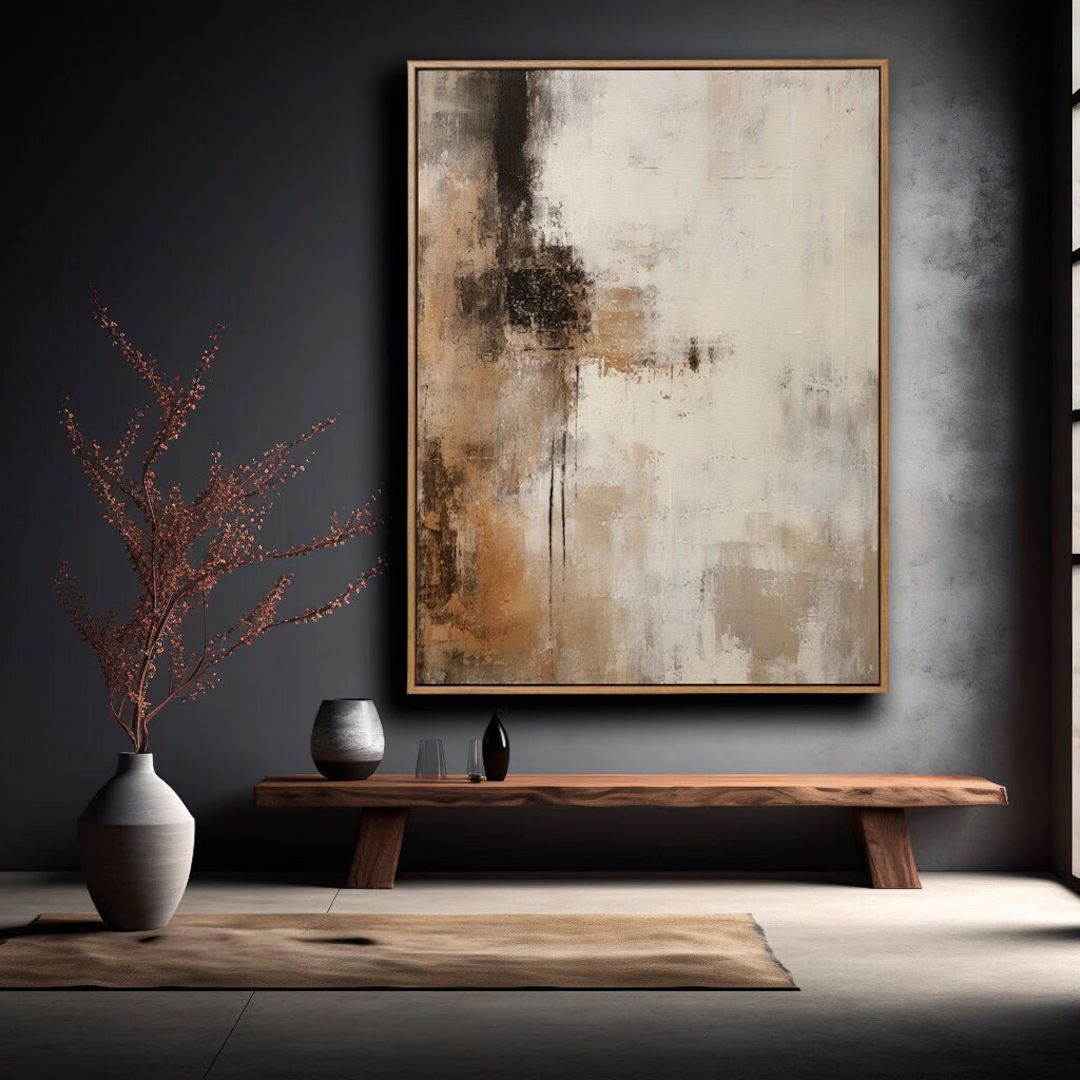 Abstract Painting Black and Beige Modern Wall Art Neutral Wall Art Abstract Art Prints Digital PR... | Etsy (US)