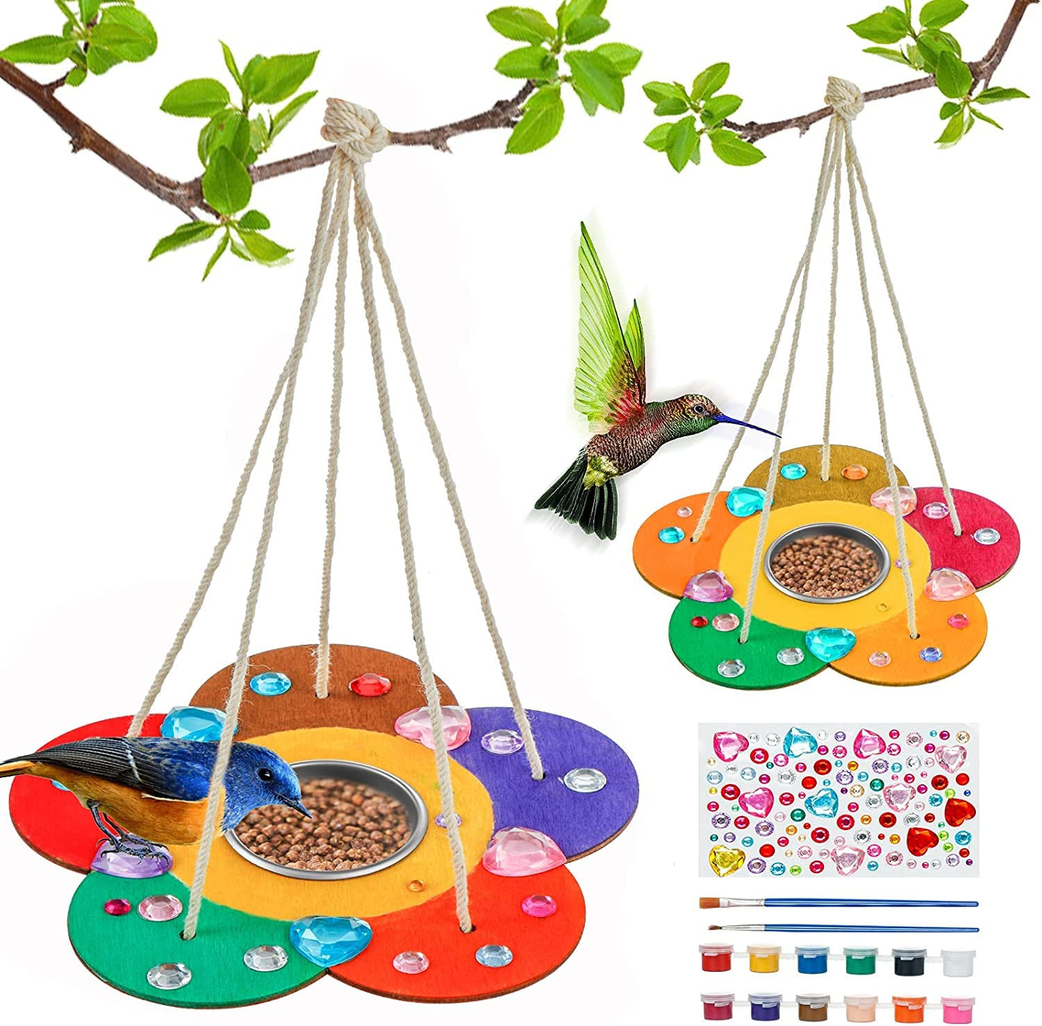 Kids Arts and Crafts Bird Feeders for Outside, 2-Pack DIY Wooden Paint Kits Outdoor Toys for Boys... | Amazon (US)