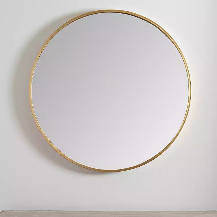 Gold Slim Frame Round Mirror | Kirkland's Home