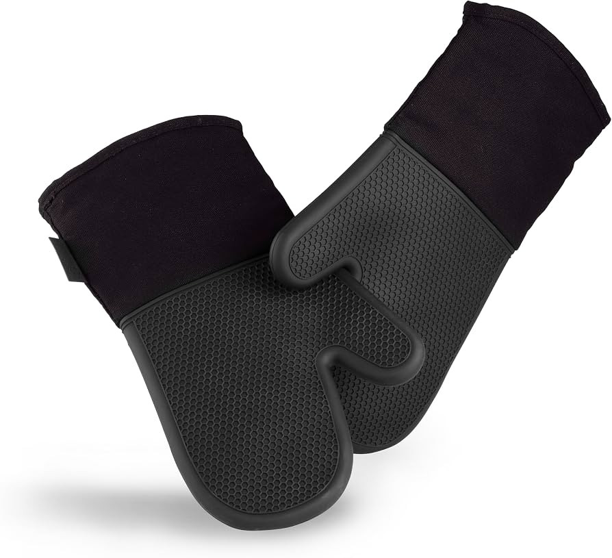HexClad Black Set of 2 Silicone Oven Mitts, Heat Resistant to 500\u00baF | Amazon (US)
