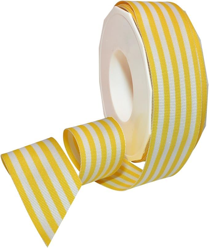 Morex Ribbon Polyester Grosgrain Striped Decorative Ribbon, 20 Yard, Yellow, 1-1/2 in (99509/20-6... | Amazon (US)