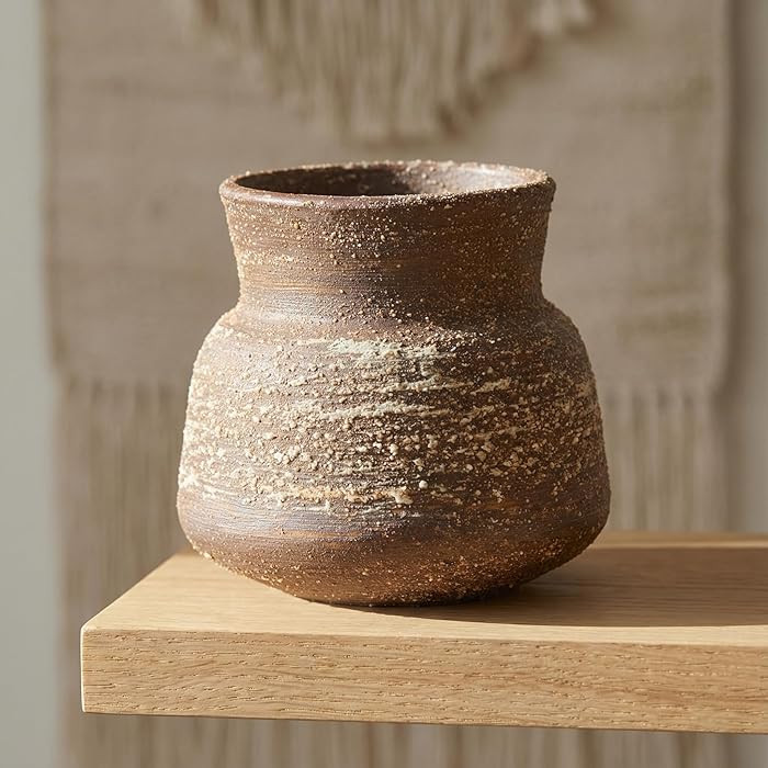 5.8IN Rustic Farmhouse Ceramic Vase Home Decor, Handmade Vintage Stoneware Clay Pottery Terracott... | Amazon (US)