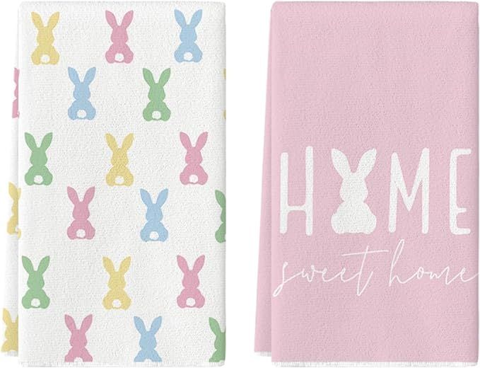 Artoid Mode Colorful Bunny Rabbits Home Sweet Home Easter Kitchen Towels Dish Towels, 18x26 Inch ... | Amazon (US)