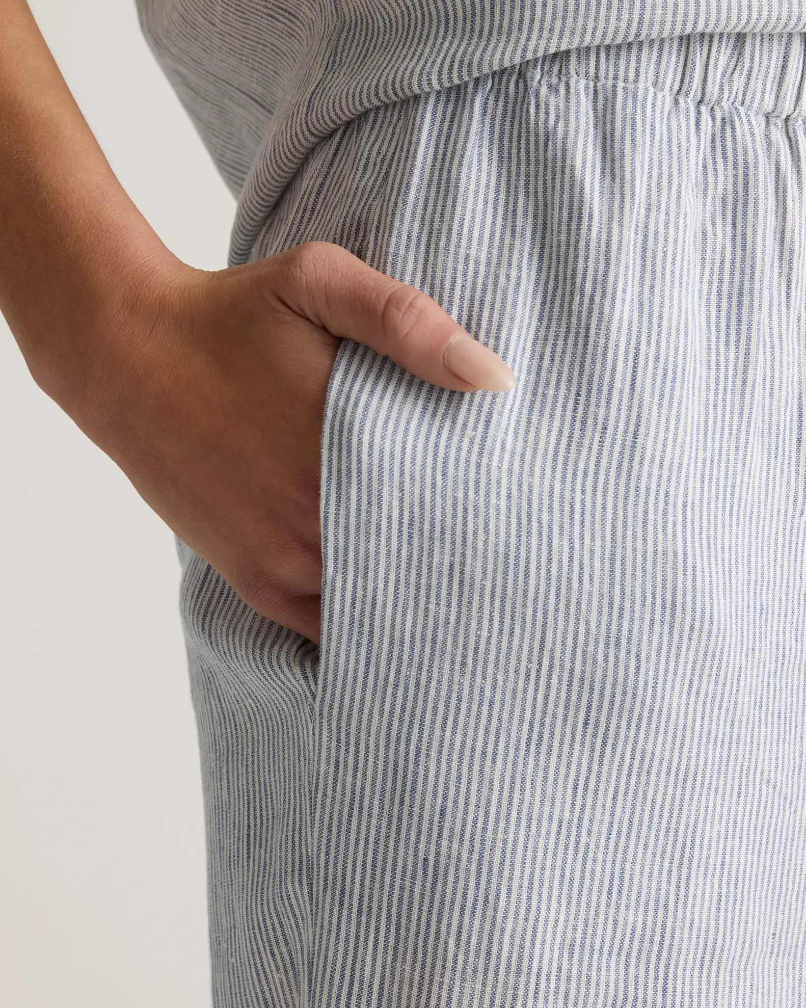 100% European Linen Pajama Set in Blue Pinstripe | Quince