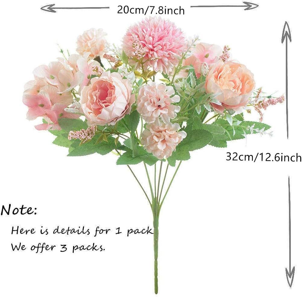 KIRIFLY Fake Artificial Flowers, Peony Silk Hydrangea Bouquet Decor Plastic Carnations Flower Arr... | Amazon (US)