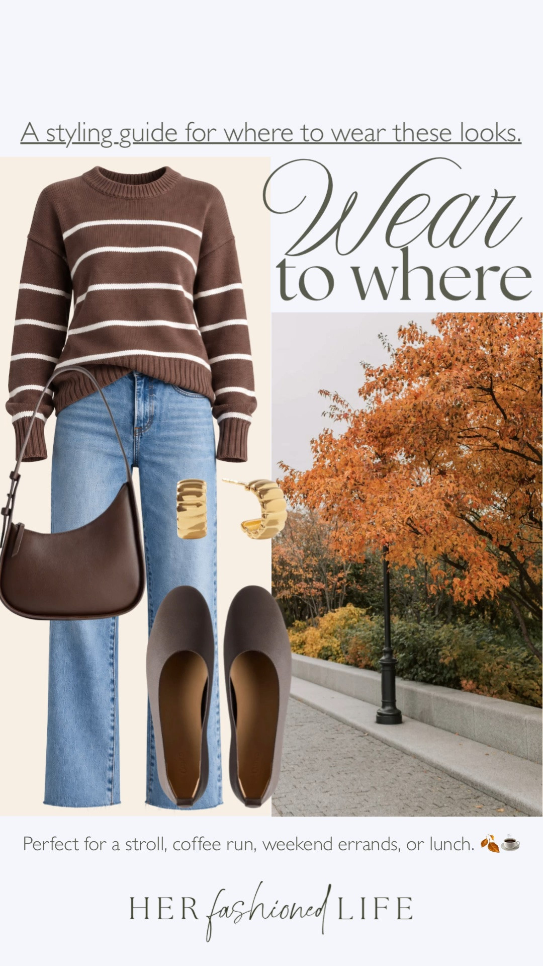 A few easy pieces for a casual fall day.
-Cotton Striped Crew Sweater
-Mercer Mini Shoulder Bag
-Bubble Ridge Hoops
-Italian Leather Ballet Flat

#LTKootd #LTKTravel #LTKOver40