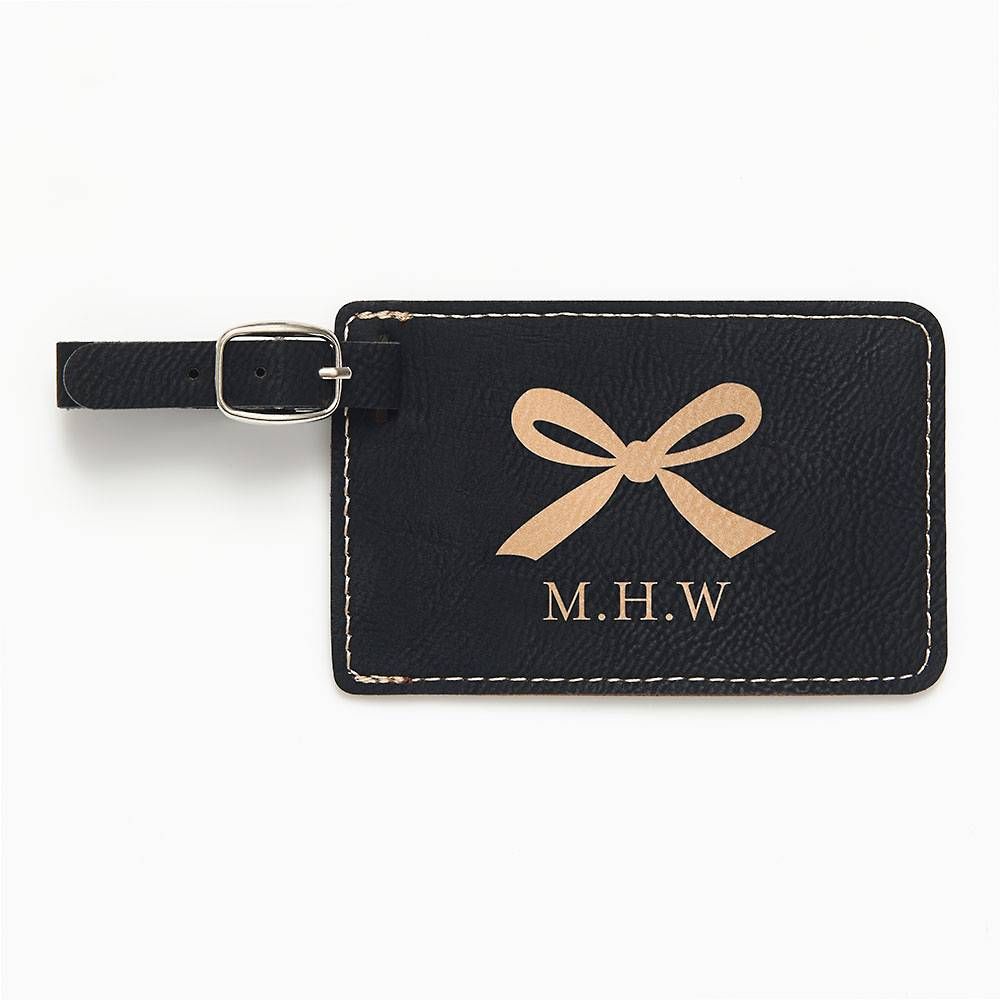 Monogram Bow Black Luggage Tag | Paper Source | Paper Source