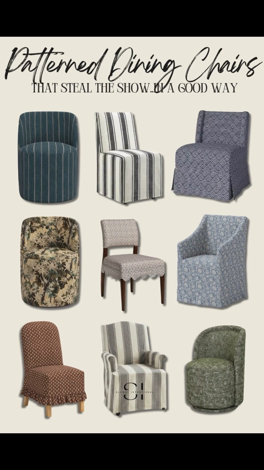 I am so obsessed with these patterned dining chairs that bring all the designer vibes to your home without the designer price tag! I’ve found the perfect mix of classic stripes, moody florals, and textured prints to help you easily elevate your dining room decor. These are such amazing high-end look-alikes that will make your space feel professionally styled in an instant!  
Dining chairs, upholstered dining chairs, amazon home, amazon finds, walmart finds, walmart home, affordable home, amber interiors, studio mcgee, home roundup

#LTKHome