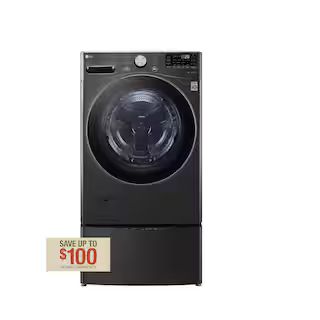 LG 4.5 Cu. Ft. Stackable SMART Front Load Washer in Black Steel with Steam and TurboWash360 Techn... | The Home Depot